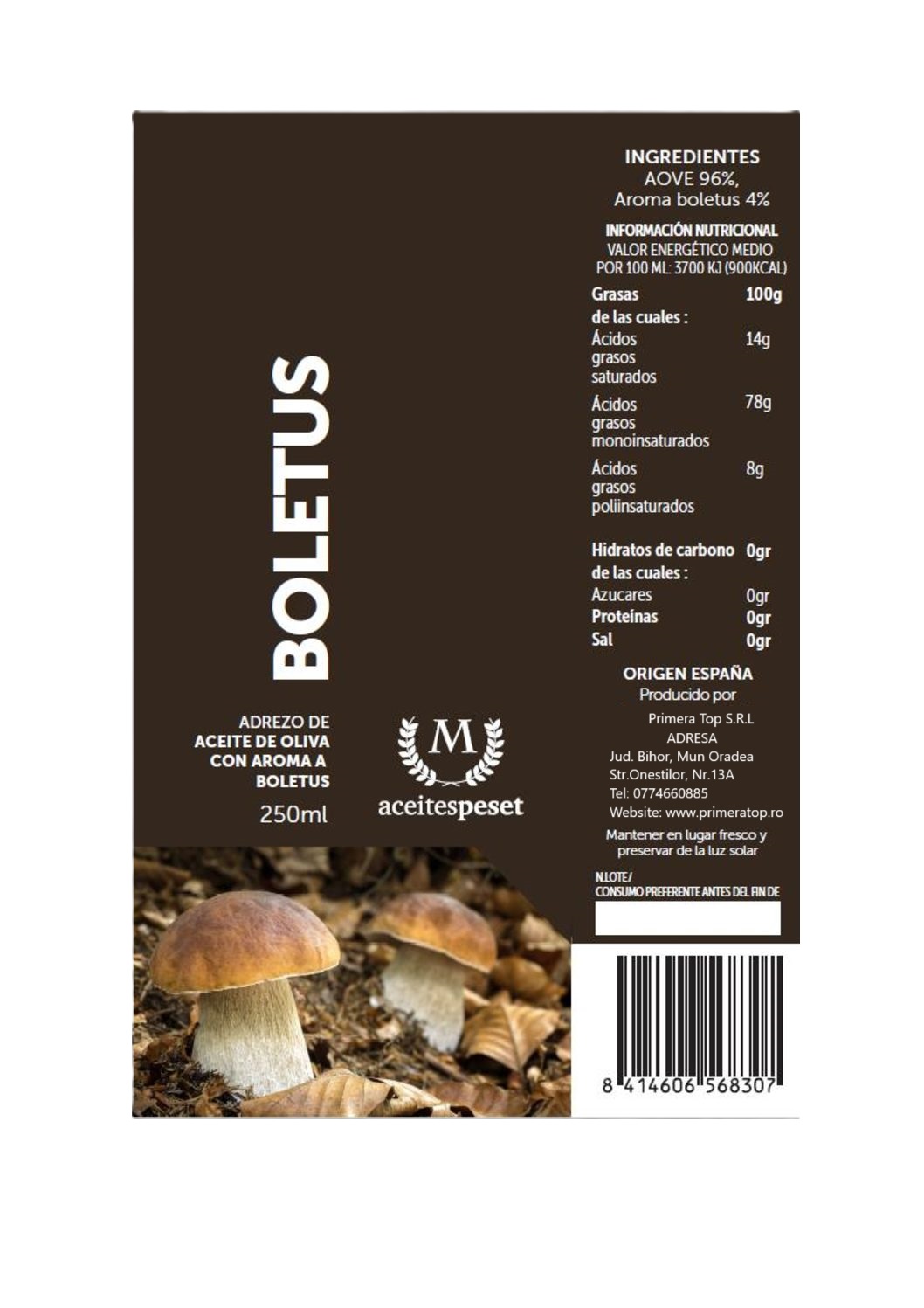 Ulei de Măsline cu Ciuperci de Padure Aceites Peset, 250 ml. foto 2