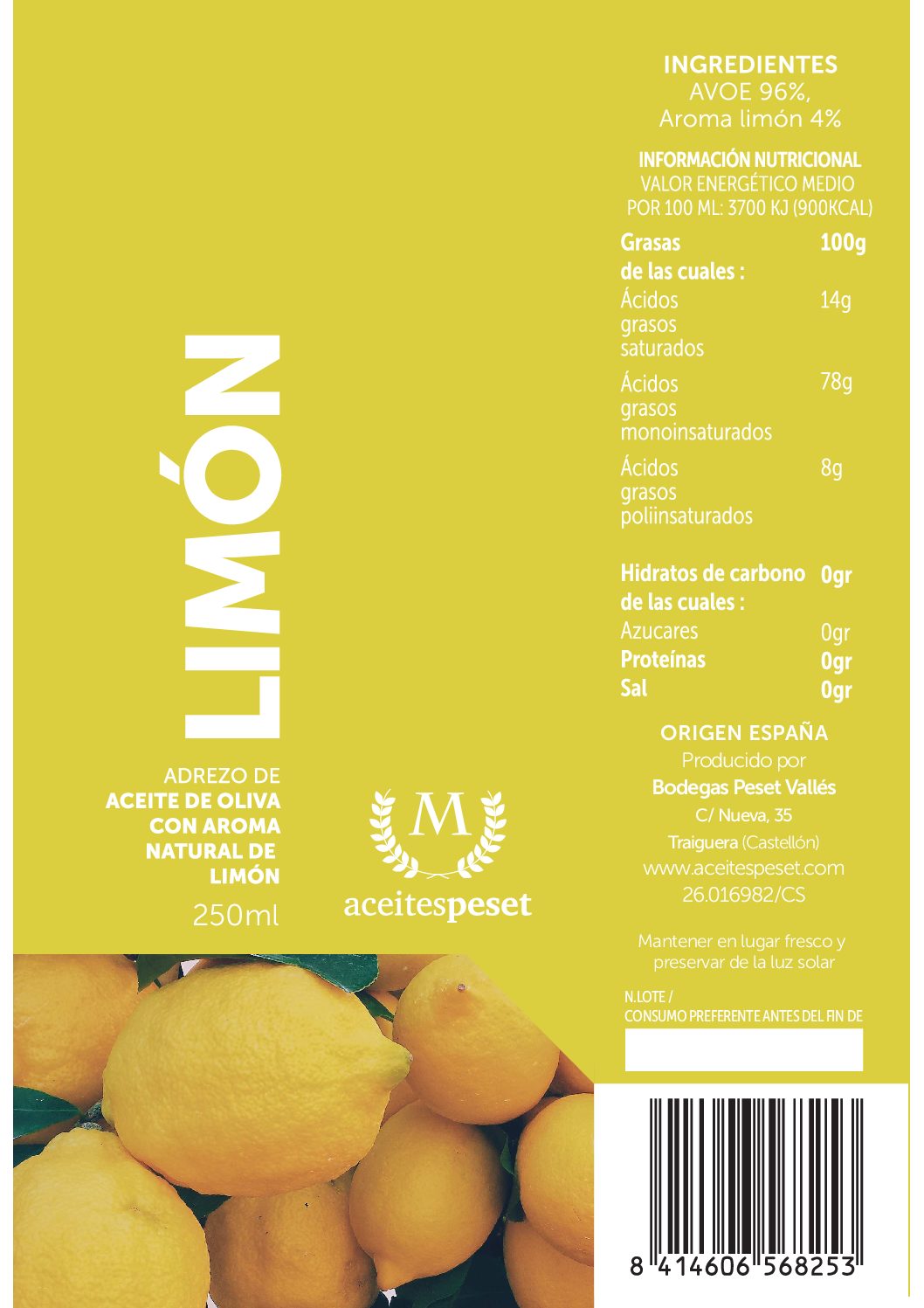 Ulei de Măsline cu Lamaie Aceites Peset, 250 ml. foto 2