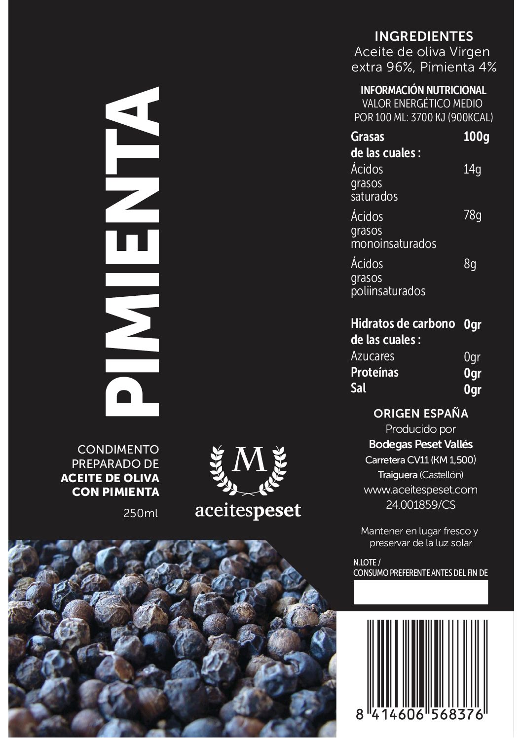 Ulei de măsline cu Piper Aceites Peset, 250 ml. foto 2